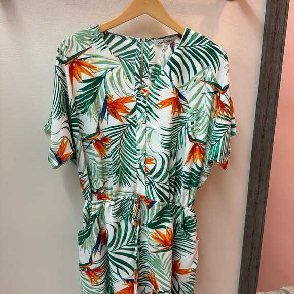 DAVI & DANI Pants - DAVI & DANI Tropical Print Jumpsuit - Green and Orange